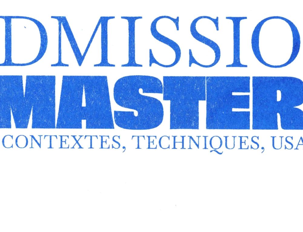 MASTER Art, contextes, techniques, usages