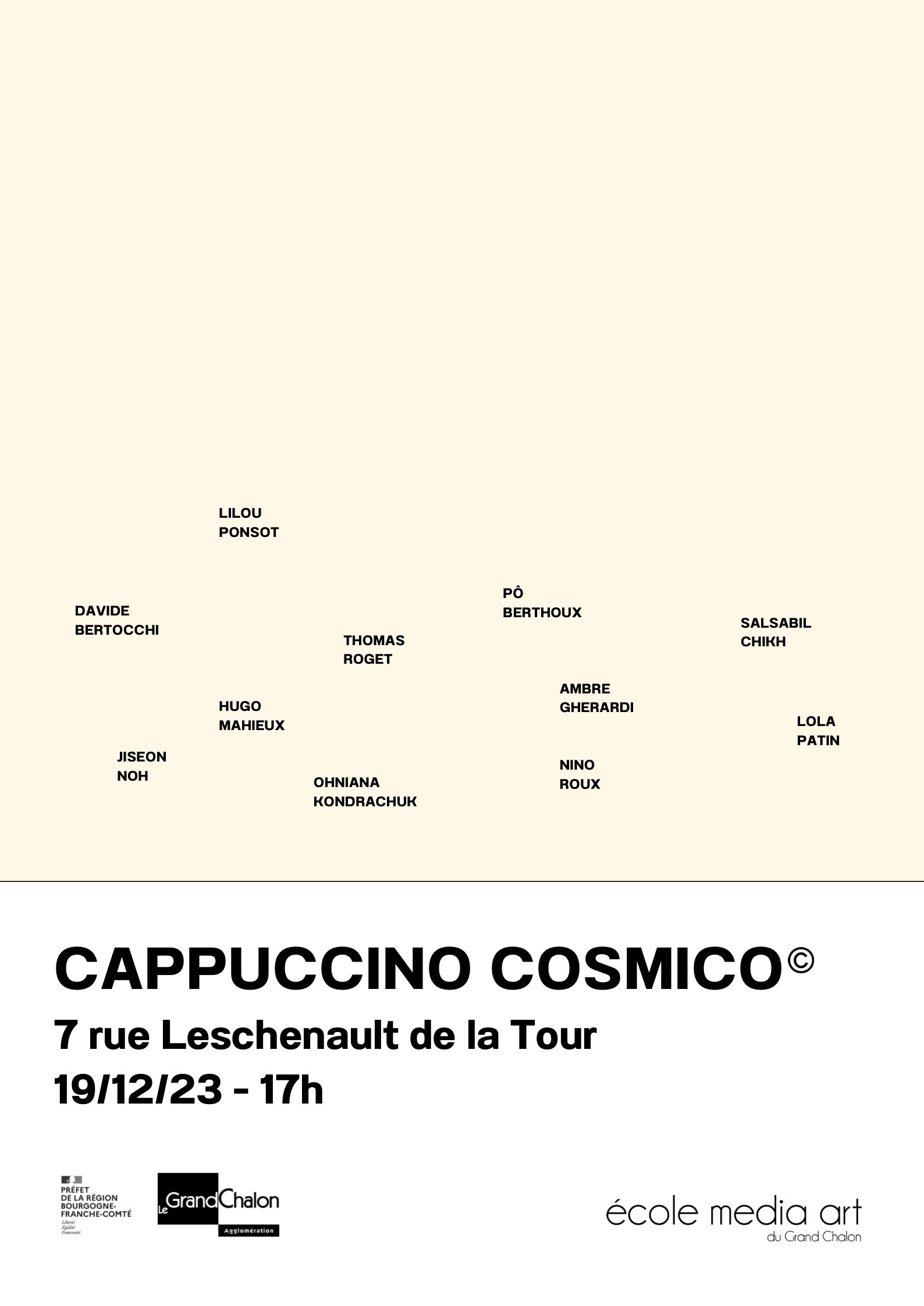 EXPOSITION – CAPPUCCINO COSMICO – 19 DECEMBRE – 17h